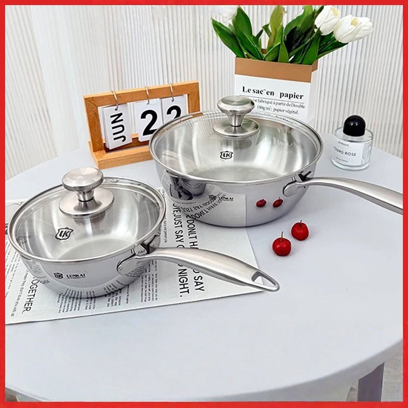 Stainless Steel 1810 Tri-ply Snow Flat Soup Pot & Frying Pan