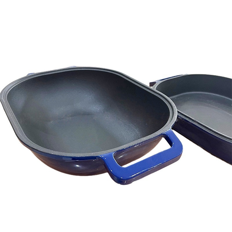 Enamel Cast Iron Bread Pot, No Coating, Dual-Use