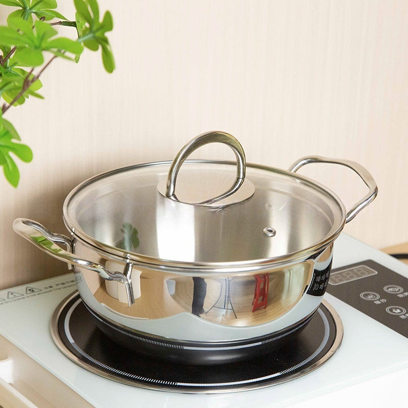 Stainless Steel Soup & Stir Fry Pot, 3-Layer, Thickened Hot Pot
