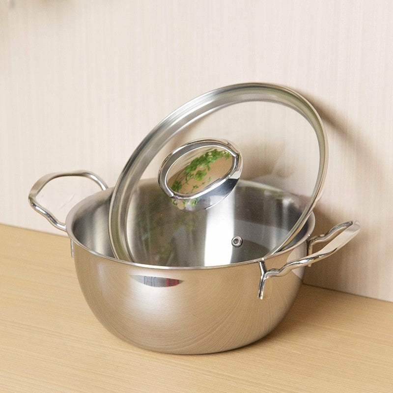 Stainless Steel Soup & Stir Fry Pot, 3-Layer, Thickened Hot Pot