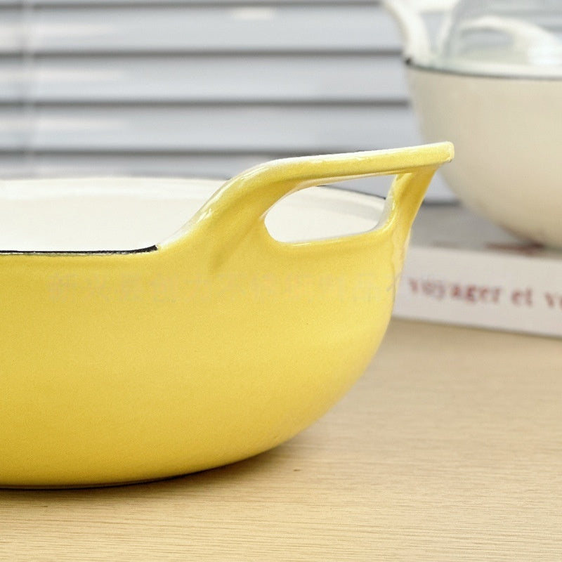 Enamel Cast Iron Dual Handle Stew Pot
