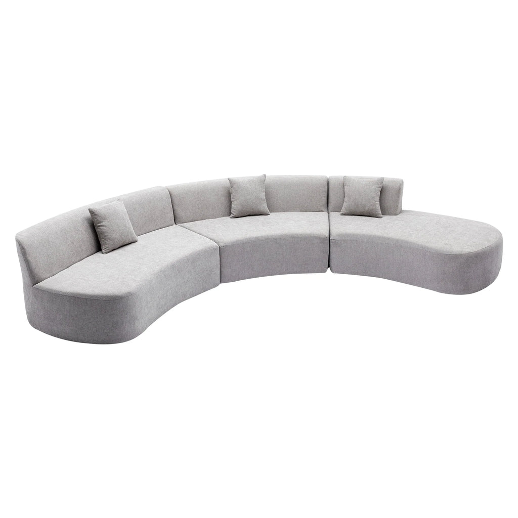 Harper & Bright Designs Modern Curved Floor Sofa Set, Modular Sectional Sponge Couch for Living Room, 2 PC Free Combination No Assembly Foam-Filled Sofa, Beige