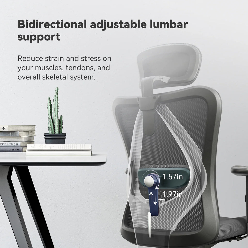 SIHOO M18 Mesh Ergonomic Office Chair with Adjustable Lumbar Support, High Back, Black