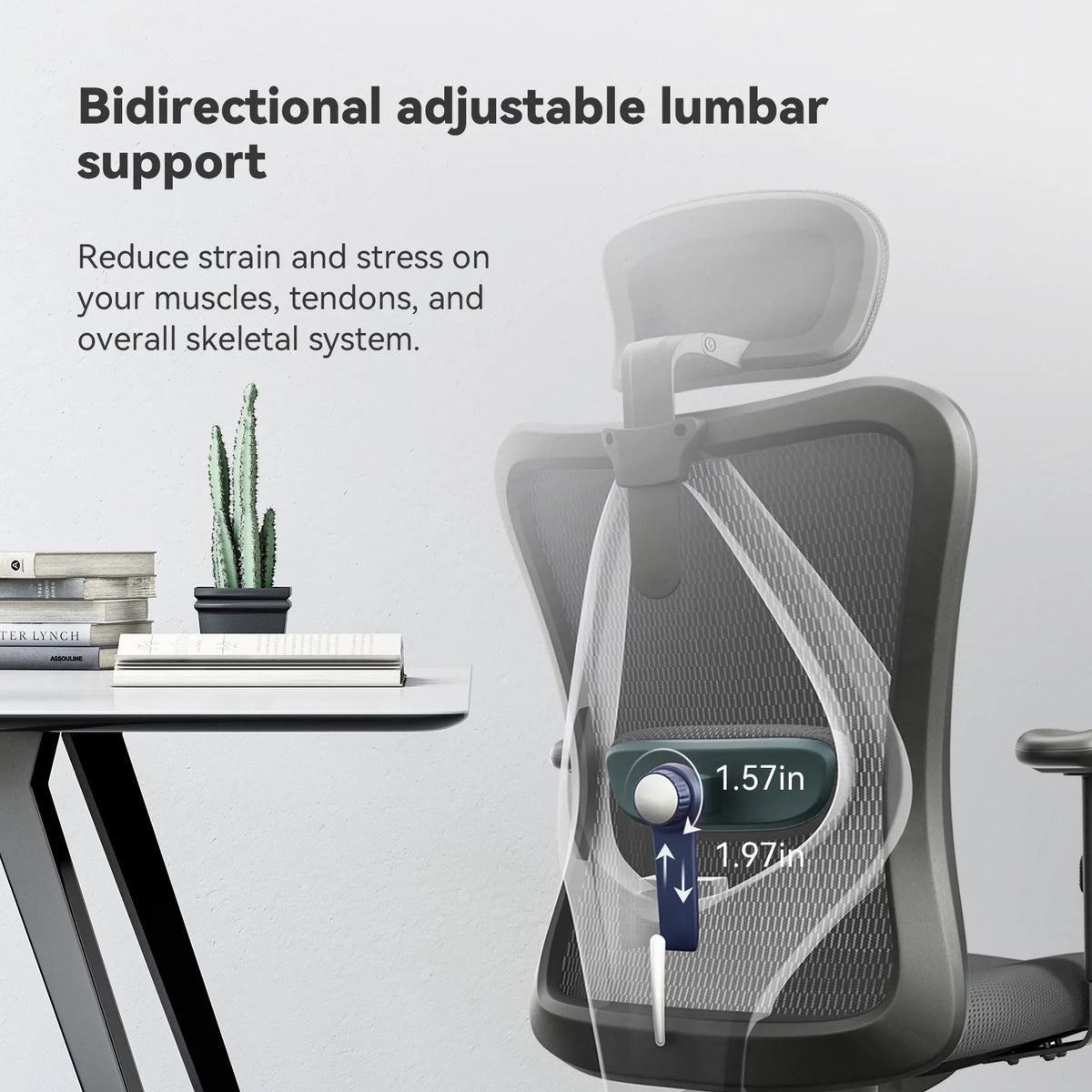 SIHOO M18 Mesh Ergonomic Office Chair with Adjustable Lumbar Support, High Back, Black