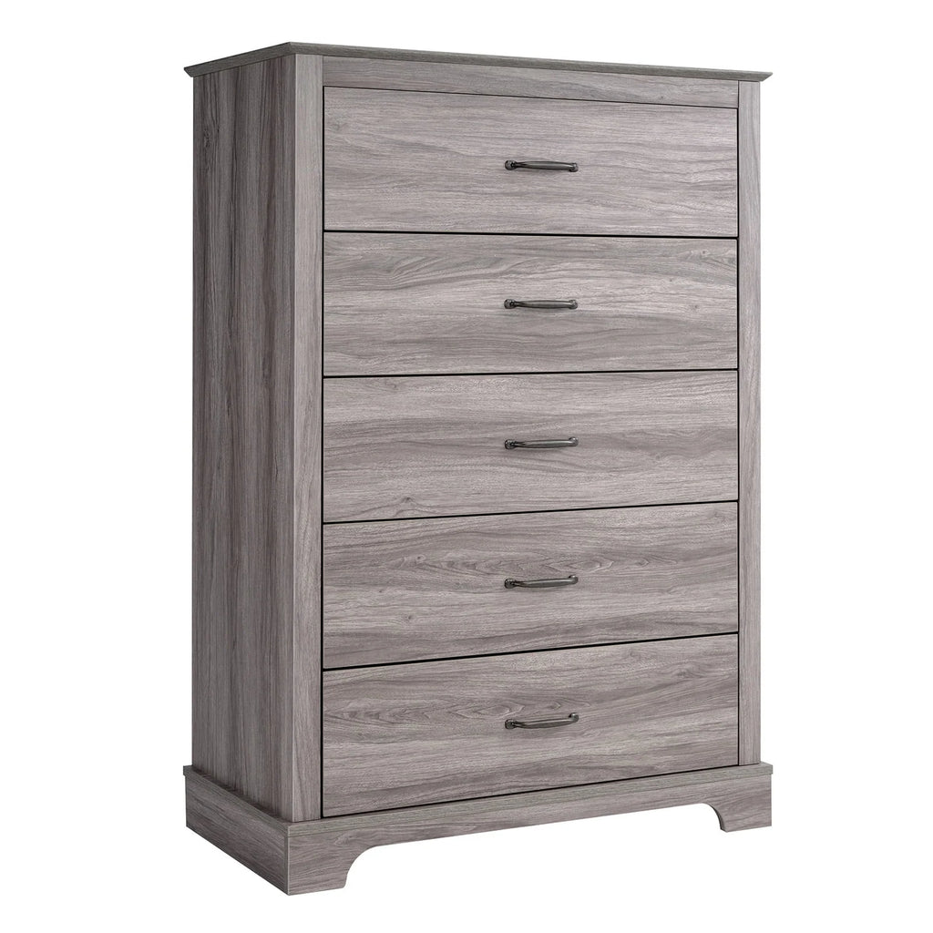 CHITOOMA 5 Drawer Dressers for Bedroom, Adult Tall Wooden Chest of Drawers, Storage Cabine for Living Room Entryway, Gray