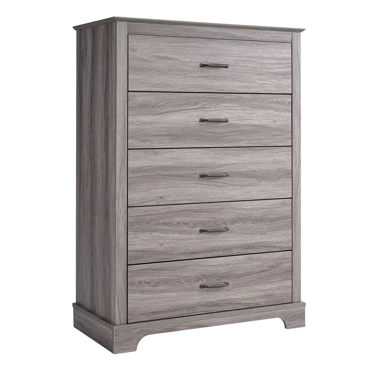 CHITOOMA 5 Drawer Dressers for Bedroom, Adult Tall Wooden Chest of Drawers, Storage Cabine for Living Room Entryway, Gray