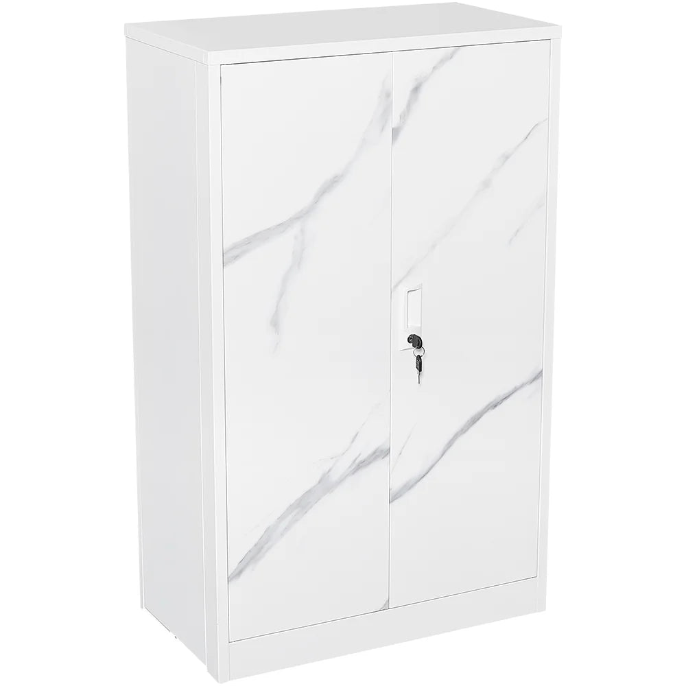 Metal Storage Cabinet with Locking Doors and Adjustable Shelf, Folding Filing Storage Cabinet, Rolling Storage Locker Cabinet for Home Office,School,Garage, White