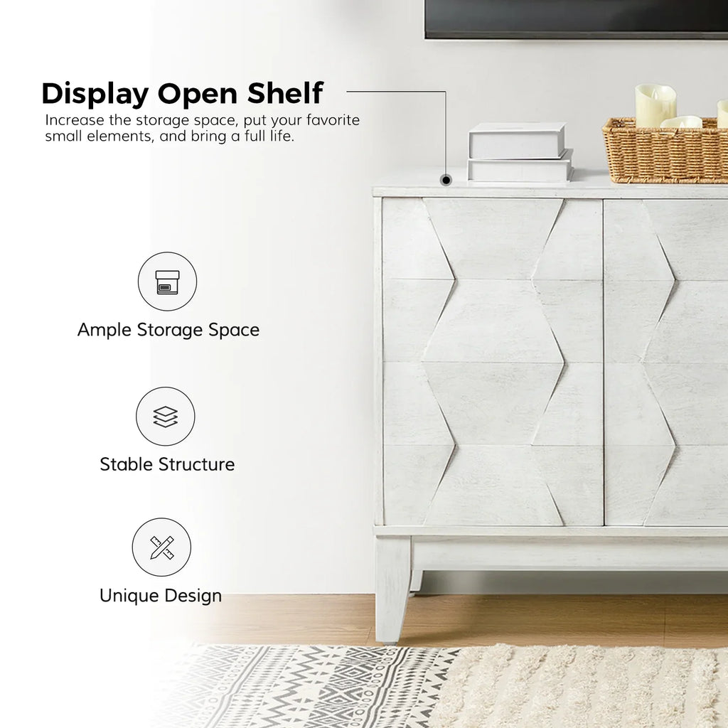 Wooden 45" Sideboard Buffet Cabinet 2 Doors with Adjustable Shelves Living Room Entryway Bedroom Walnut