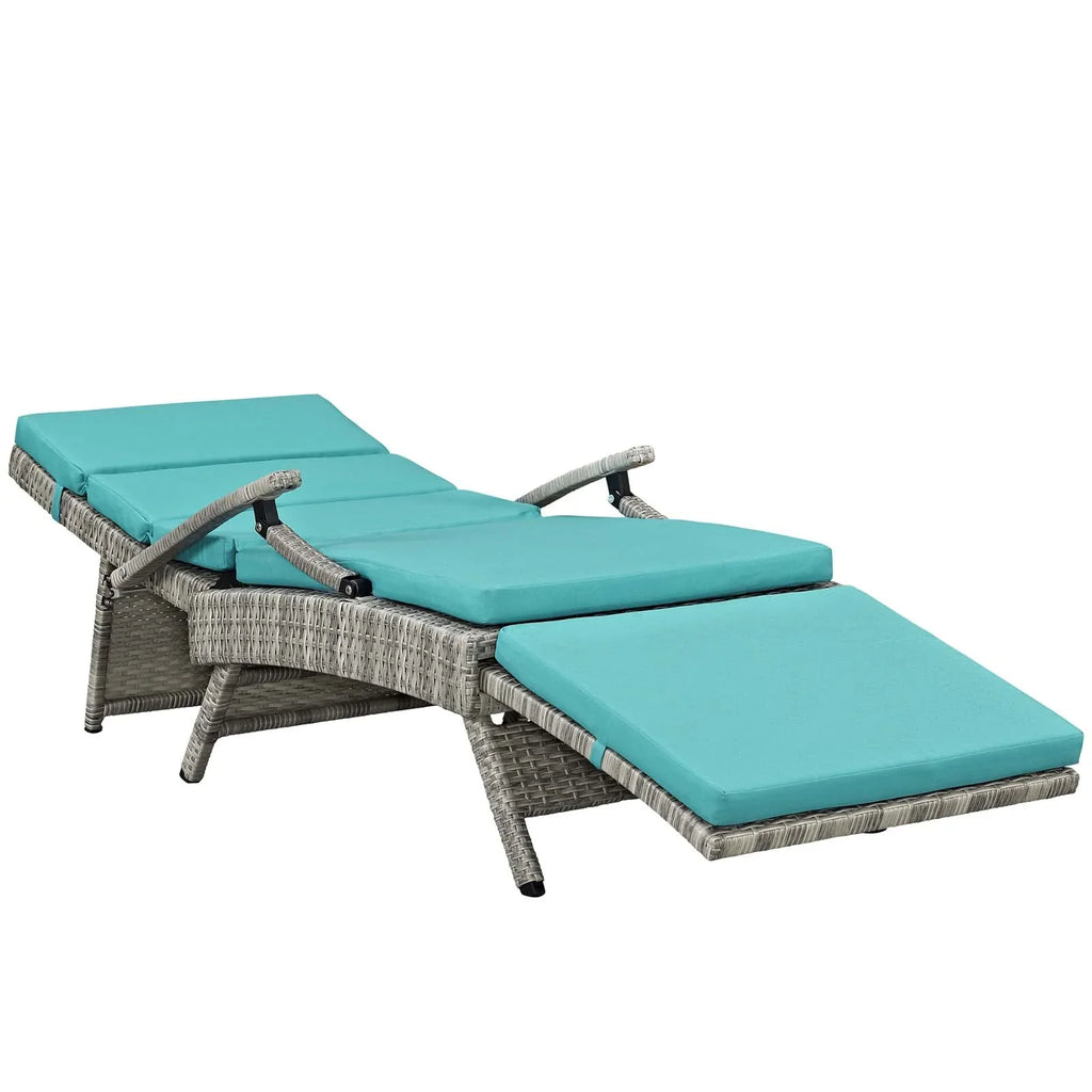 Modway Envisage Chaise Outdoor Patio Wicker Rattan Lounge Chair in Light Gray White