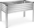 Galvanized Raised Garden Beds Outdoor with Legs // 48"24"31in Elevated Planter Box for Vegetables, Flowers (Silver) // Large Metal Garden Bed for Backyard Patio Gardening