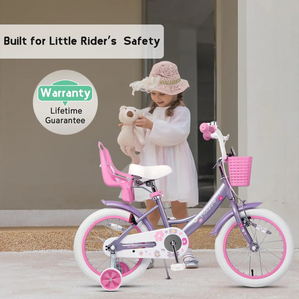 Glerc Maggie 12 inch Kids Girls Bike for Ages 2-4 Years Child, Peach