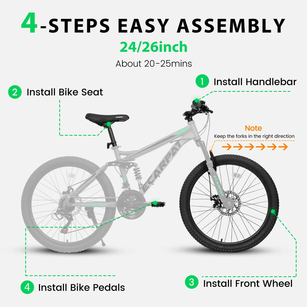 Juuar 26" Mountain Bike for Men, 21 Speed Disc Brake MTB, Full Suspension Steel Frame City Bike Bicycle for Adults, Gray