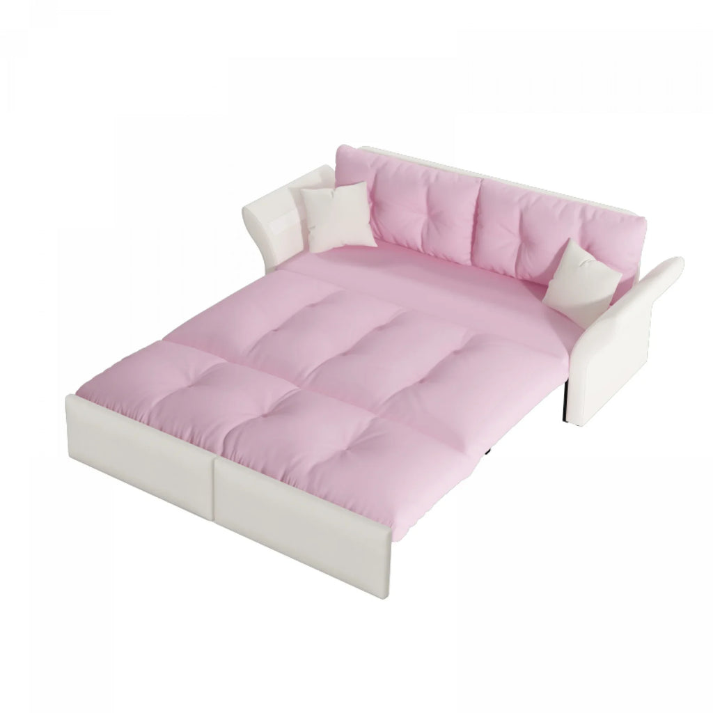 66" Queen Pull Out Sofa Bed, 3-in-1 Convertible Sleeper Sofa with Side Storage,Multi-Functional Velvet Loveseat Bed for Living Room,Bedroom