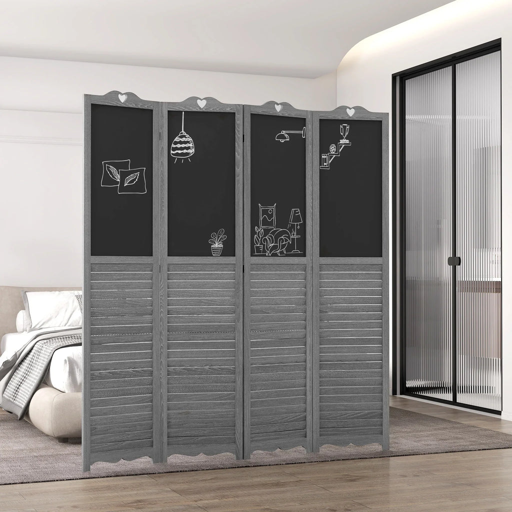 HOMCOM 5.5' 4 Panel Room Divider, Indoor Privacy Screens for Home, Brown