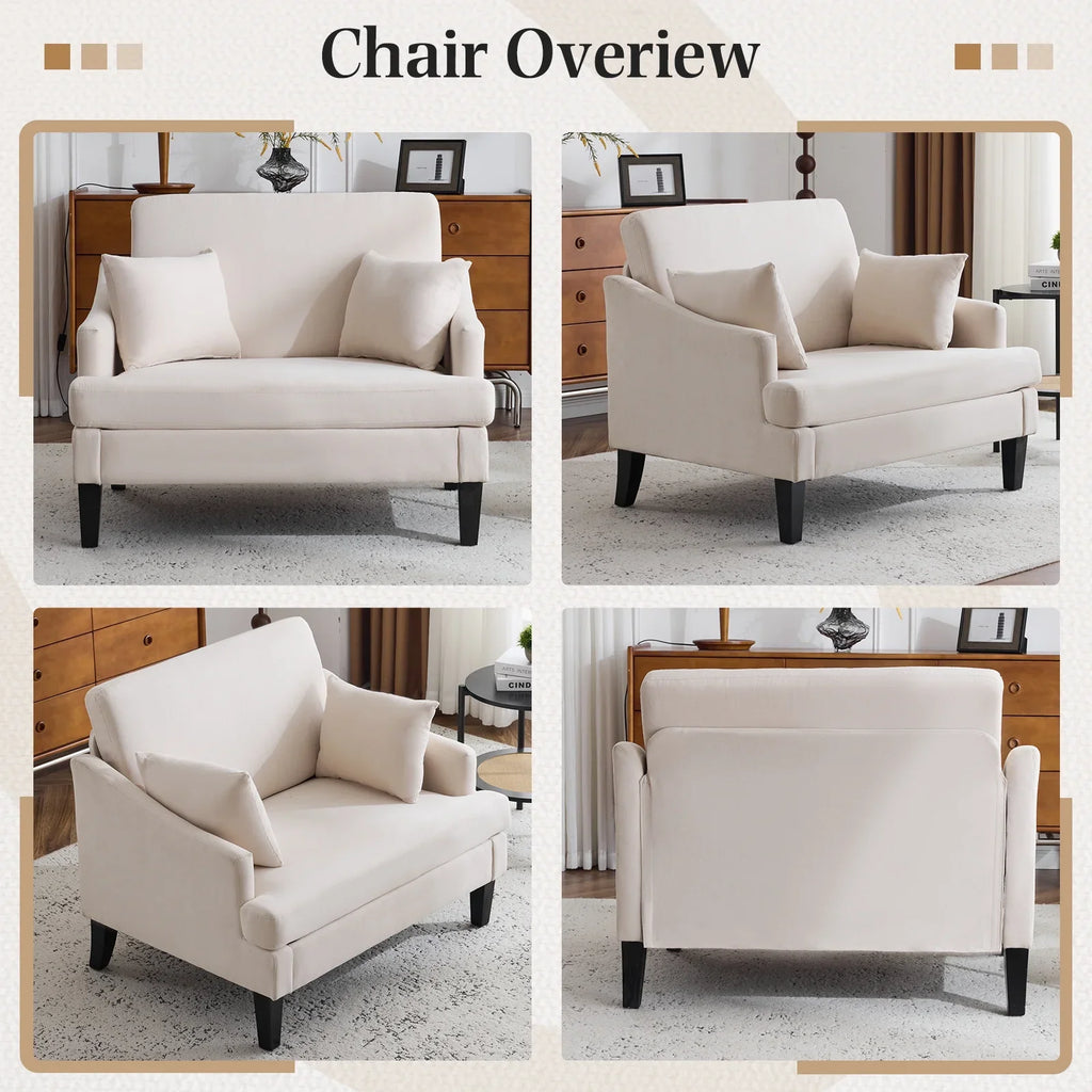Bezseller Oversized Accent Chair with High Back, Armchair for Living Room or Bedroom, Beige