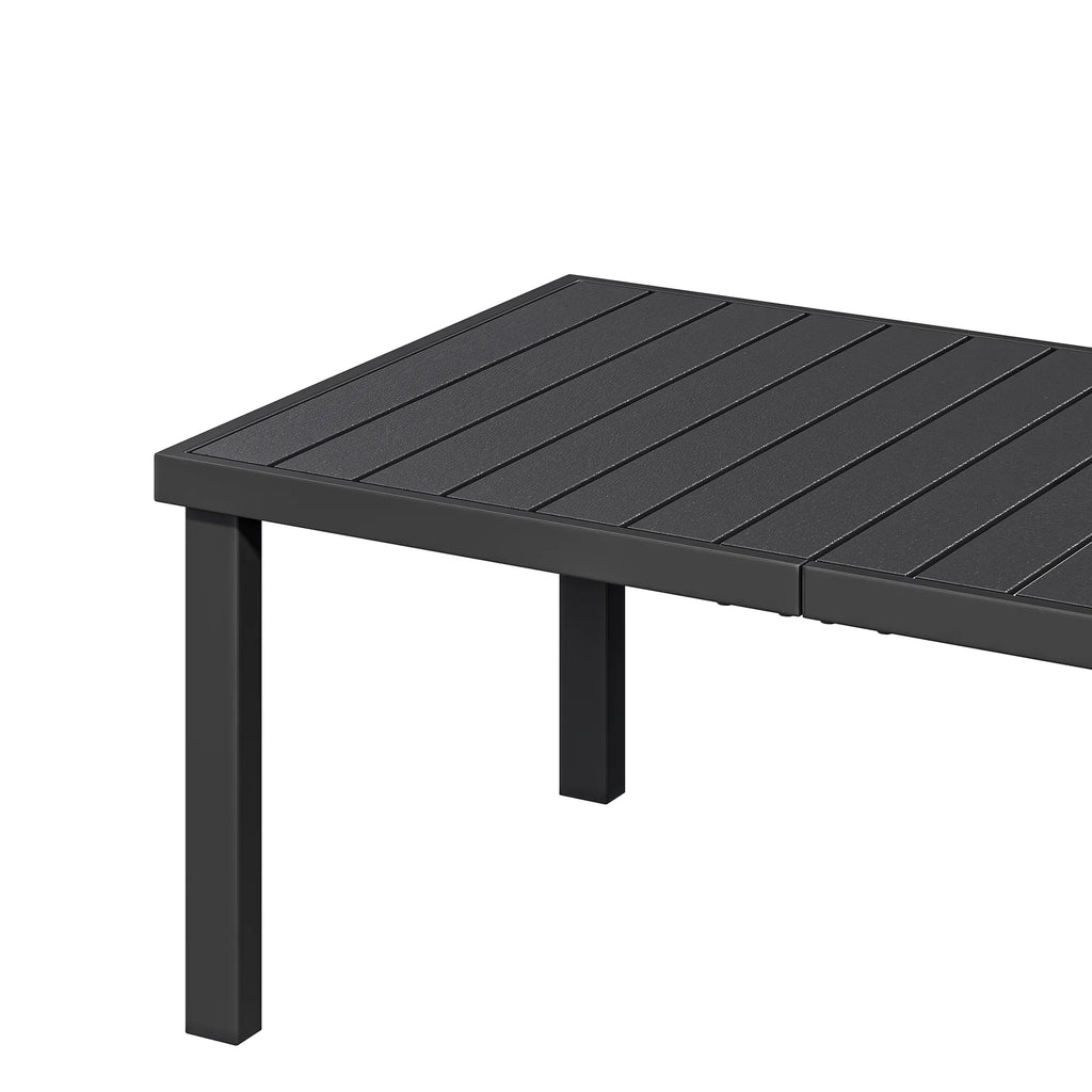Uforic Patio Dining Table, Rectangular Table for 6, Rust-Resistant Table for Outdoor, Black