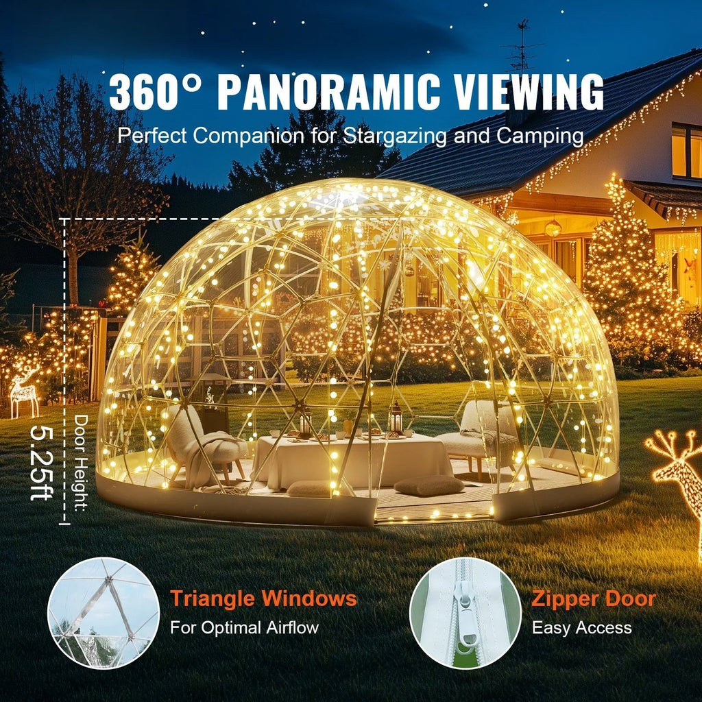 9.5FT Outdoor Bubble Tent �C Transparent Dome Camping Shelter with Zip Door & Windows �C Waterproof Pop-Up Tent for Stargazing, Backyard, Patio & Glamping �C Portable Instant Setup