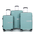 Lightweight PP Suitcase Sets with Spinner Wheels TSA Lock, Hardshell Luggage Sets for Travel Trips, 3-Piece Set (20in/24in/28in), Light Green