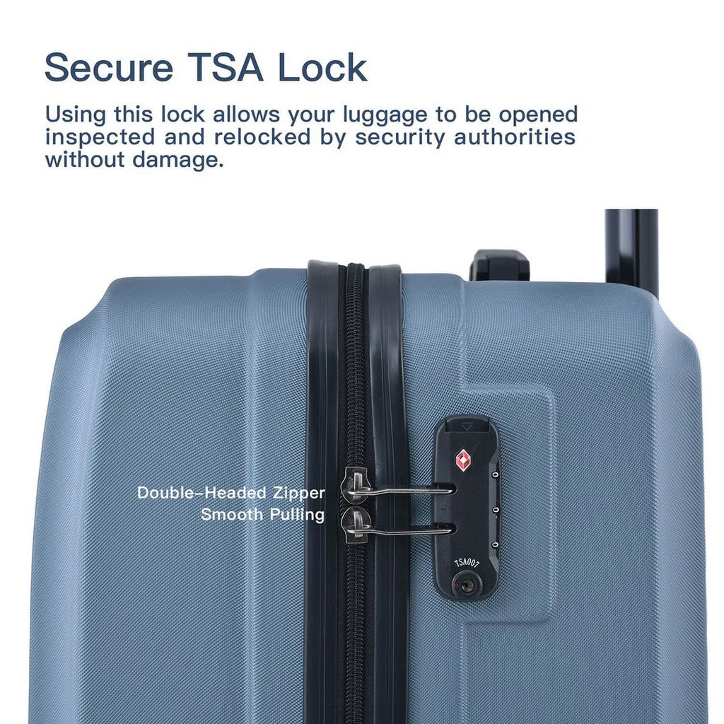 3 Piece Luggage Sets, ABS Lightweight Suitcase(20/24/28), Carry on Hard-Shell Luggage with 2 Hooks, Telescopic Handle, Spinner Wheels and TSA Lock, Yellow