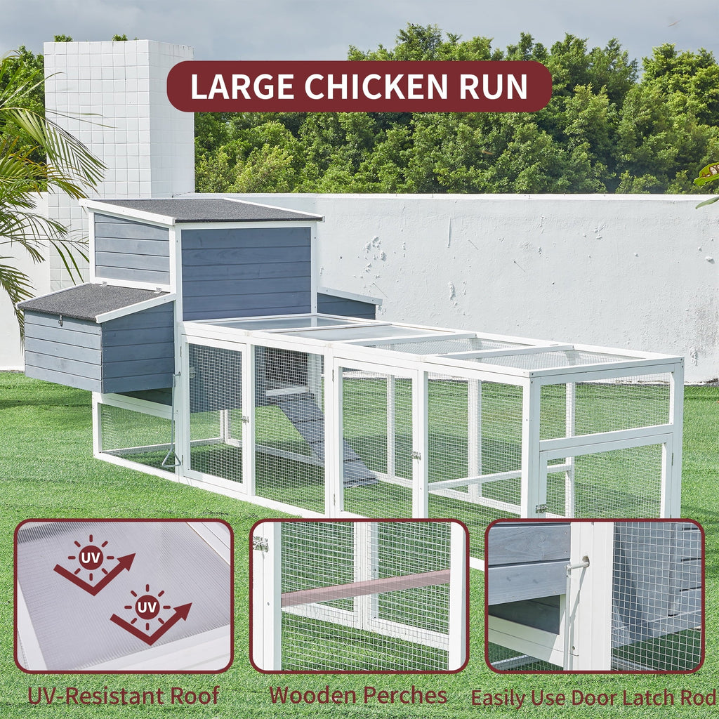 59" Large Chicken Coop for 2-6 Chickens, Wooden Hen House with 4 Nesting Boxes, Outdoor Poultry Cage Rabbit Cage w/Ramps & Ventilation Window, 59''L*33.5''W*38.6''H
