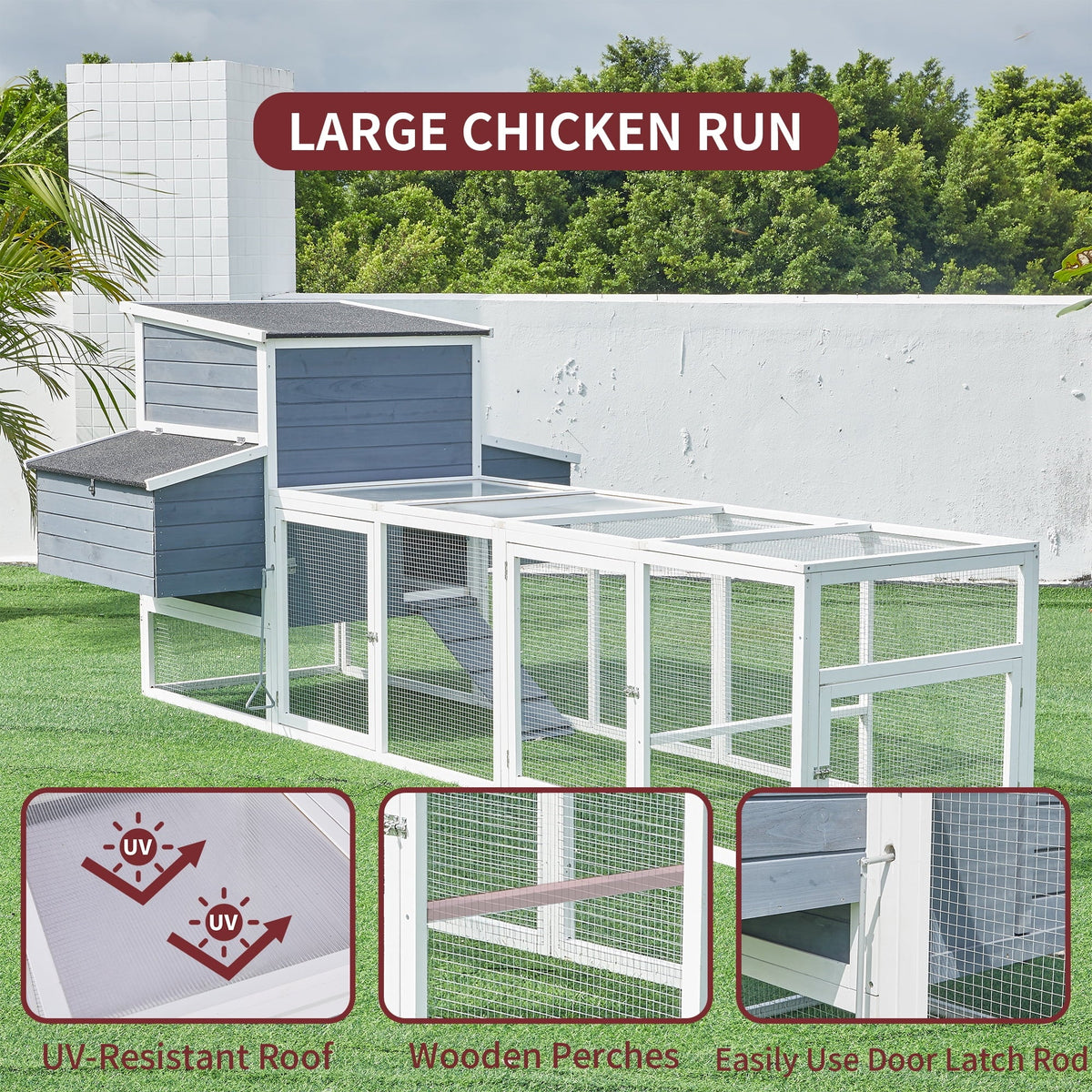 59" Large Chicken Coop for 2-6 Chickens, Wooden Hen House with 4 Nesting Boxes, Outdoor Poultry Cage Rabbit Cage w/Ramps & Ventilation Window, 59''L*33.5''W*38.6''H
