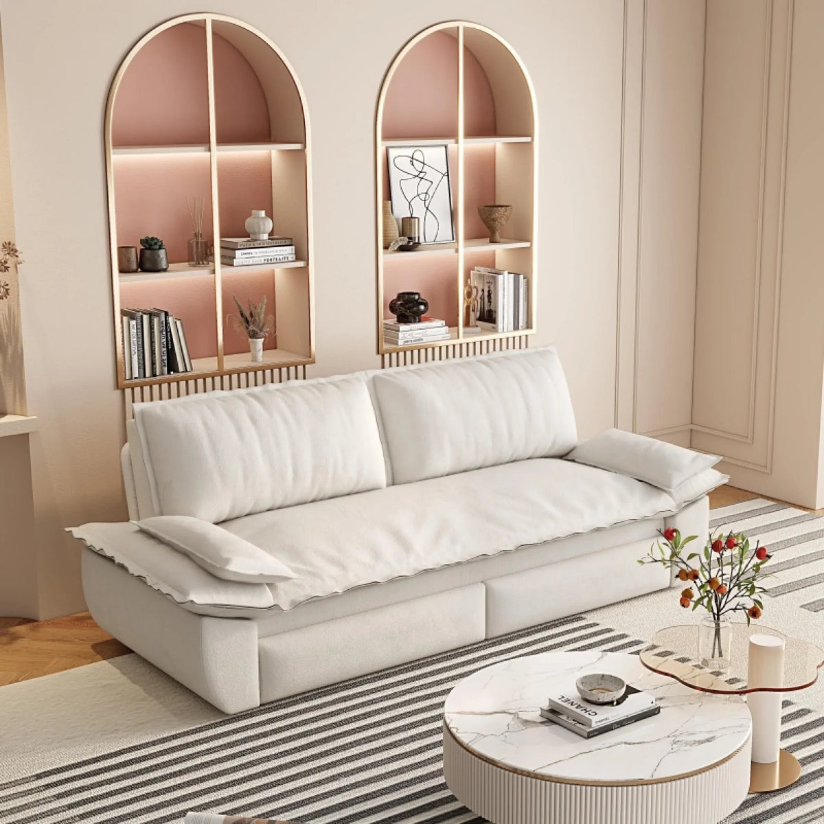 66" Queen Pull Out Sofa Bed, 3-in-1 Convertible Sleeper Sofa with Side Storage,Multi-Functional Velvet Loveseat Bed for Living Room,Bedroom