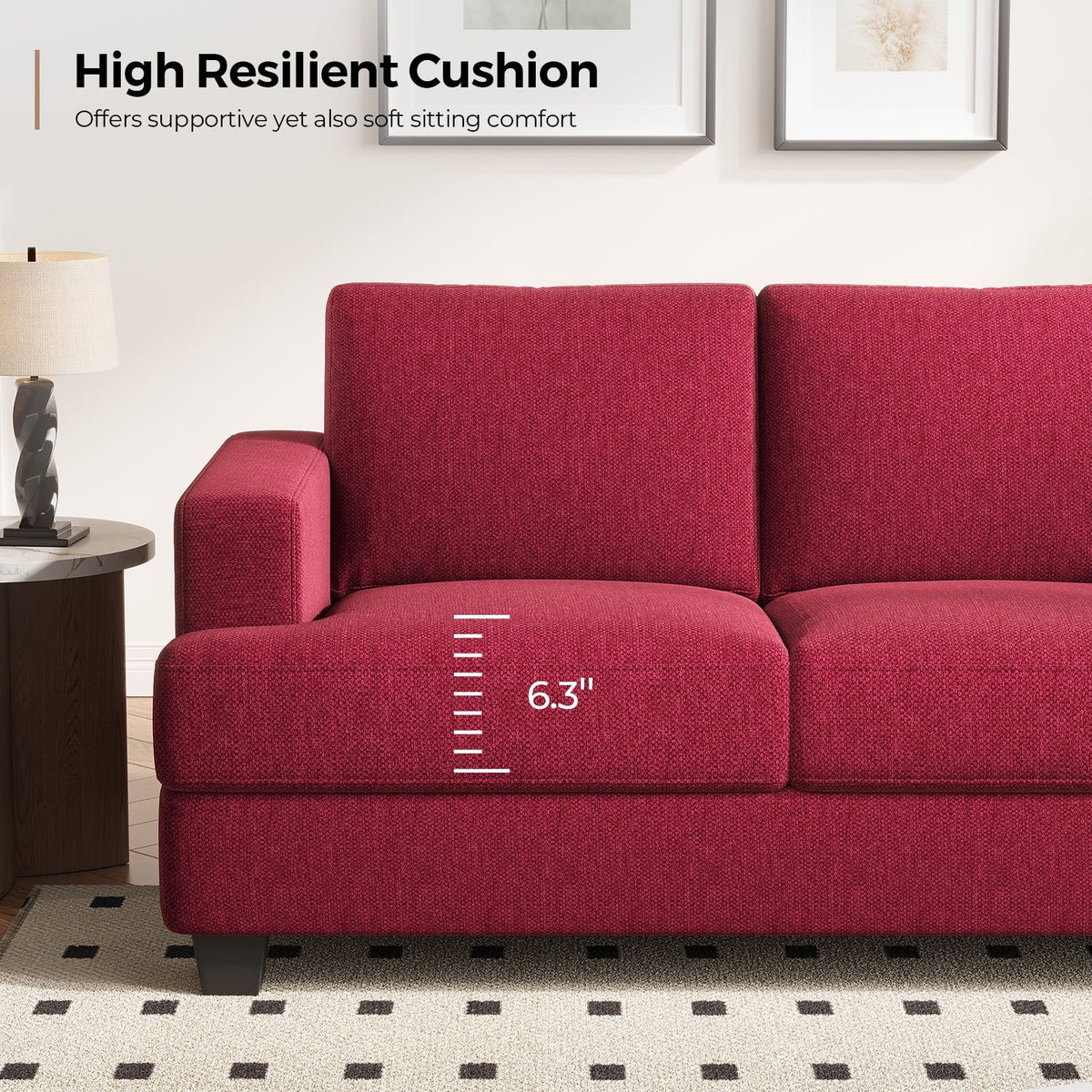 BLAZANT 3 Seater Sofa Oversize, 89" Extra Large Size Sofa Couch with Extra Deep Seats, Modern Loveseat Sofa, Comfortable Fabric, Easy to Install, for Living Room Apartment Lounge, Brown