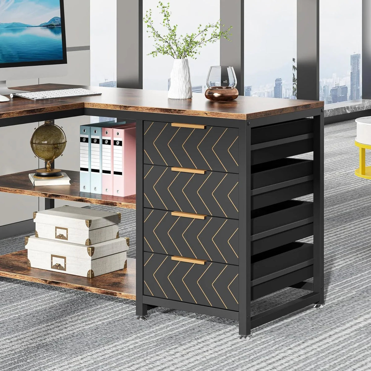 Tribesigns 59" L-Shaped Office Desk, Modern Reversible Computer Study Desk for Home Office, White
