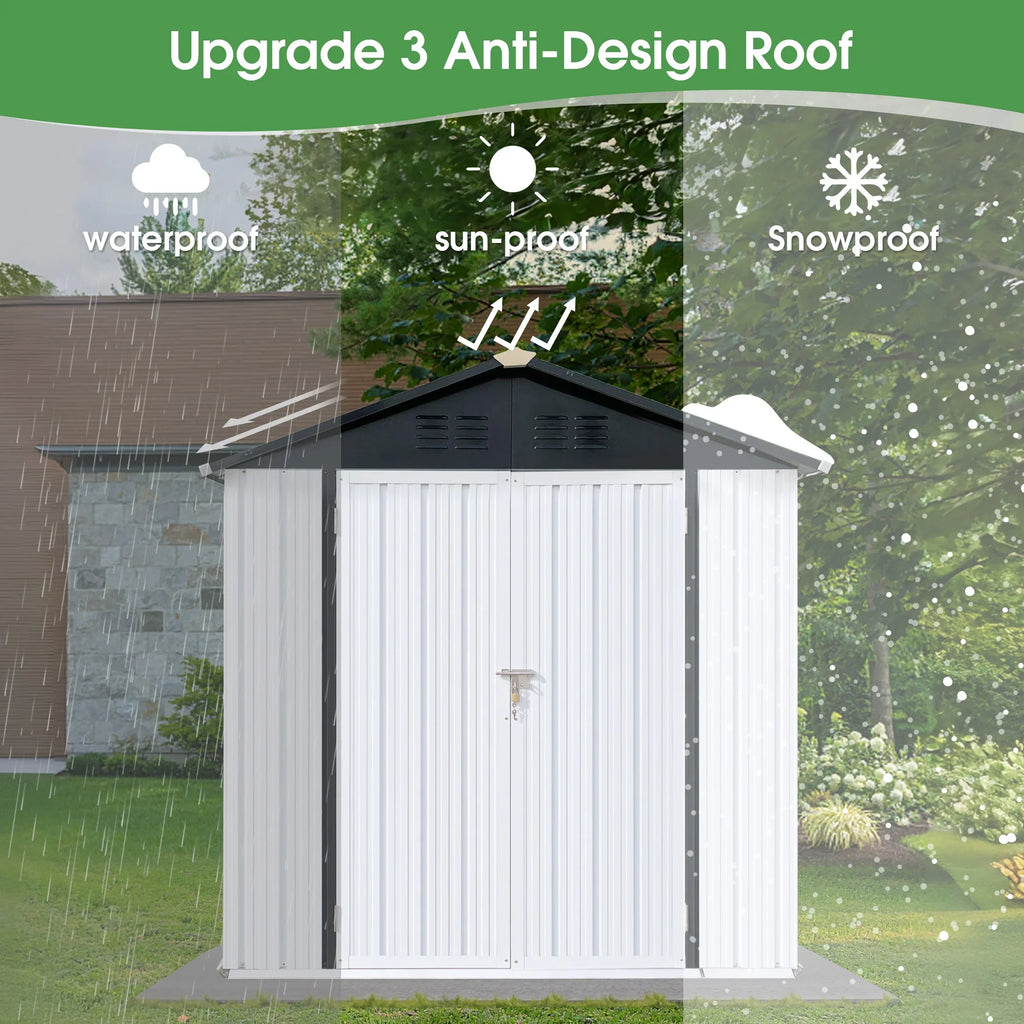 Aukfa Outdoor Storage Shed, 5 X 4 FT Metal Garden Shed, Waterproof Tool Shed for Backyard Patio, Brown