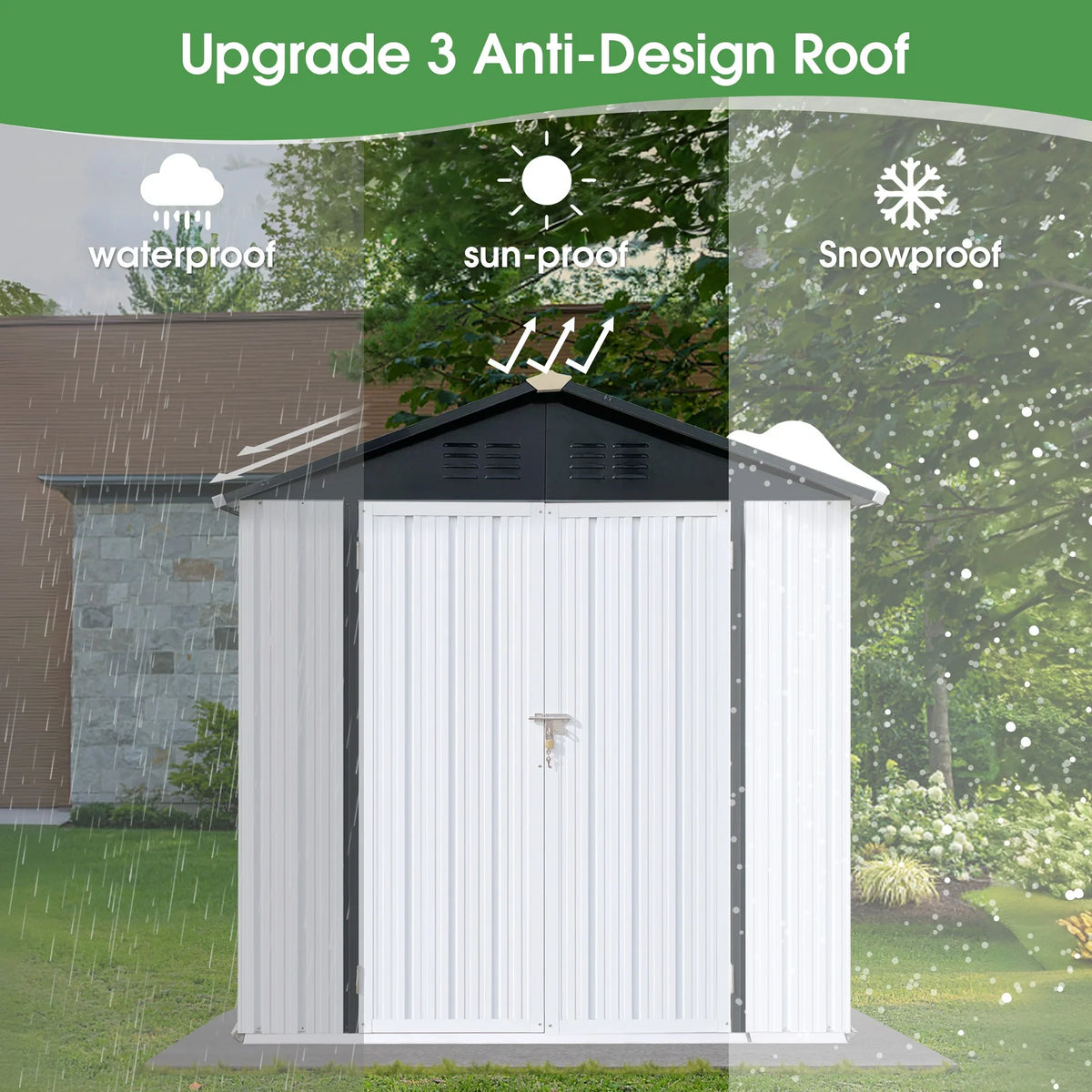 Aukfa Outdoor Storage Shed, 5 X 4 FT Metal Garden Shed, Waterproof Tool Shed for Backyard Patio, Brown