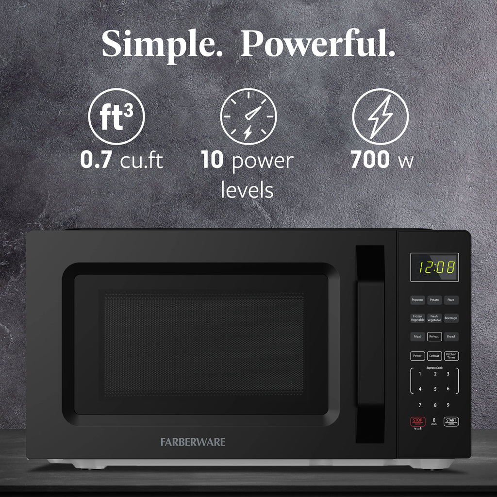Farberware 1.1 Cu. Ft. 1000-Watt Compact Microwave Oven, Black