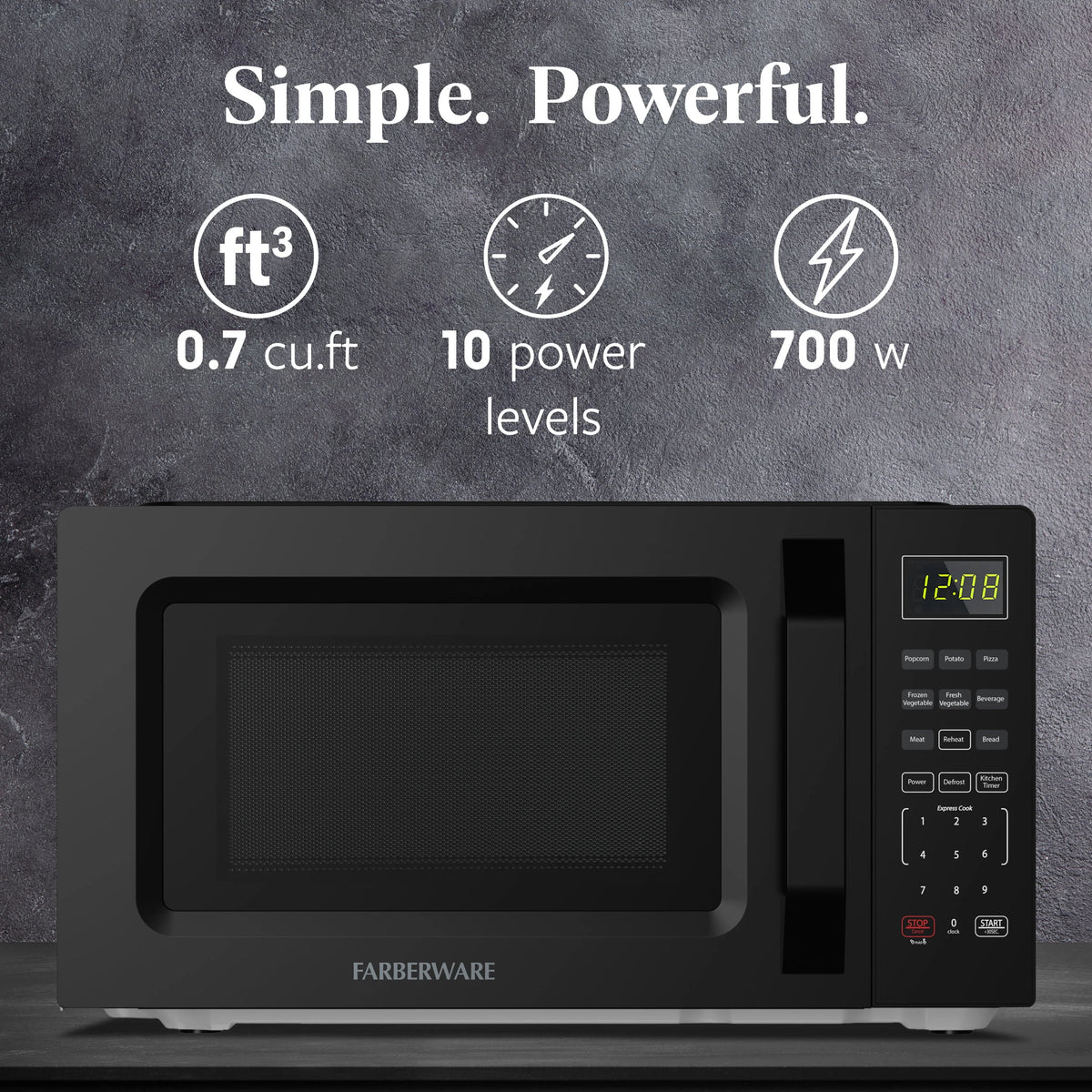 Farberware 1.1 Cu. Ft. 1000-Watt Compact Microwave Oven, Black