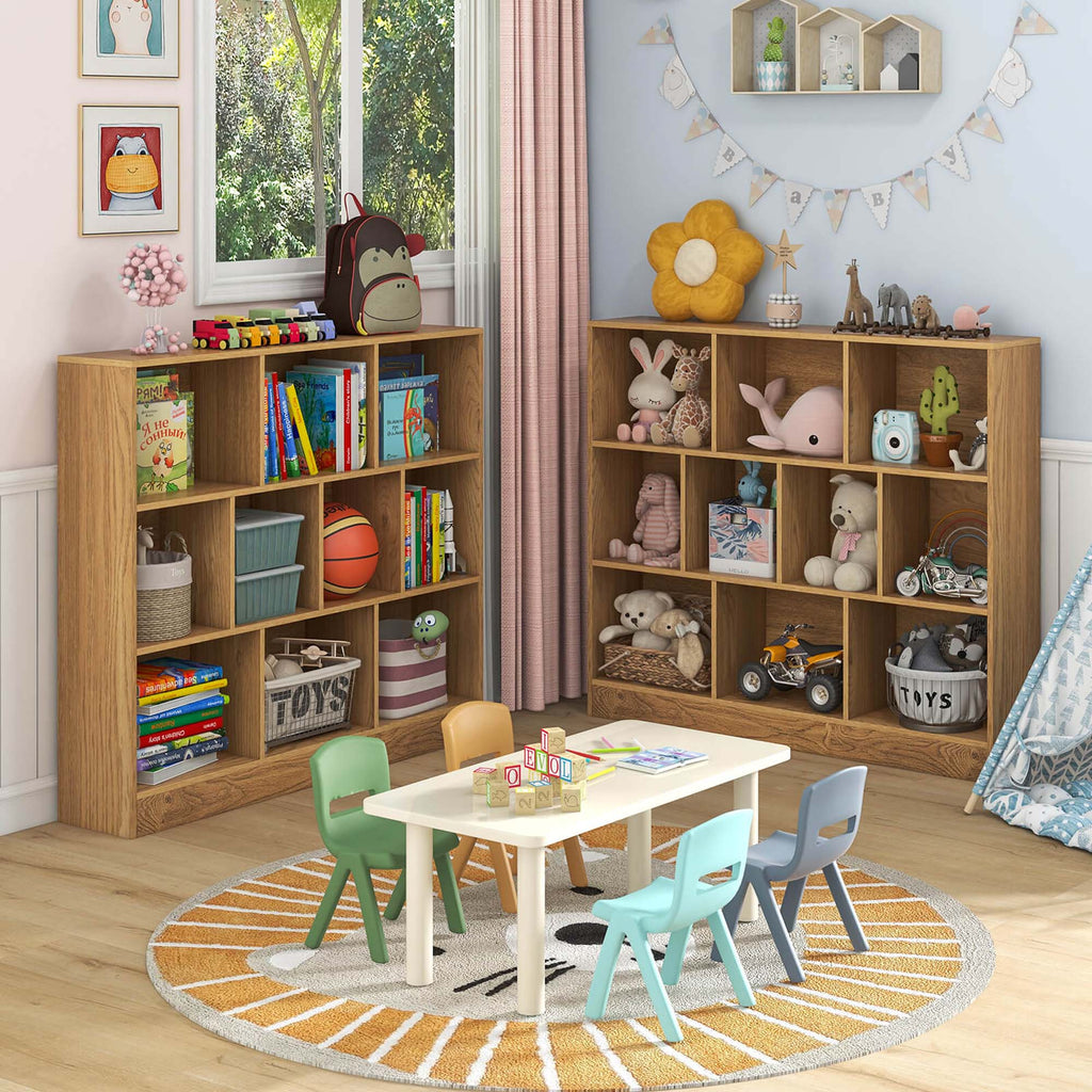 Costway 10-Cube Bookcase for Kids 41"Wooden Toy Storage Organizer for Kid’s Room White