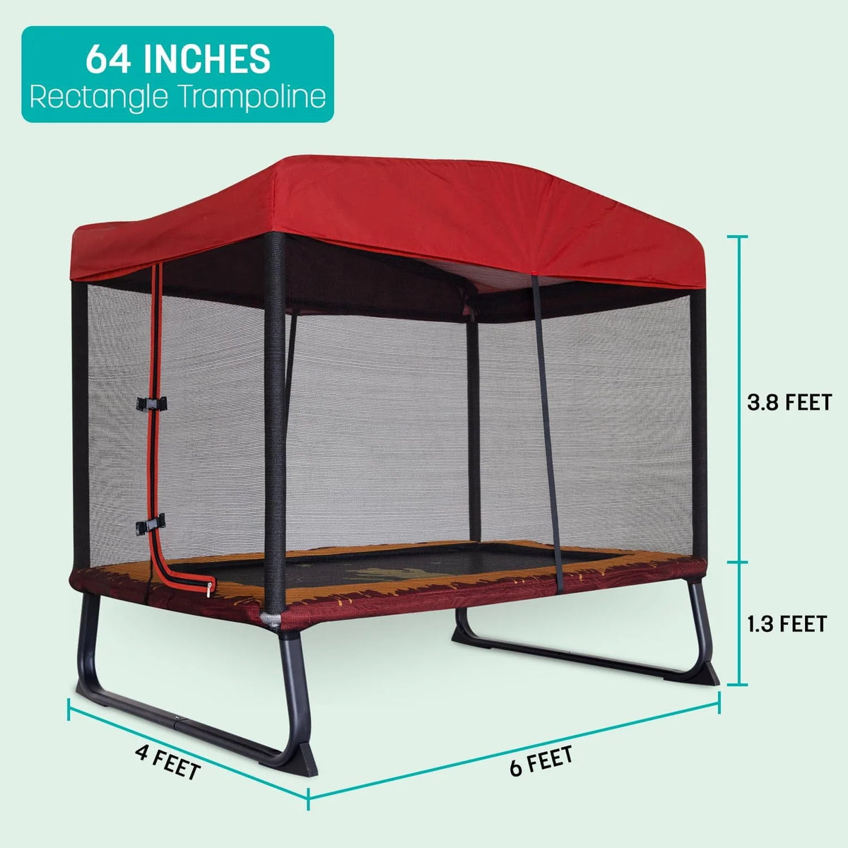 Skywalker Trampoline 6x4ft Rectangle Trampoline with Enclosure Net for Kids and Toddlers, up to 200 LB Safe and Stylish Design Blue and Purple