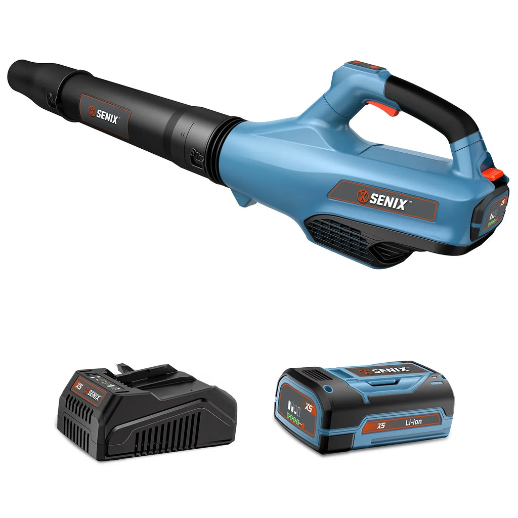 SENIX X6 60V Max* Brushless Cordless Leaf Blower with 4.0 Ah Battery and Charger, Variable Speed Up to 810CFM 170MPH, BLAX6-M1