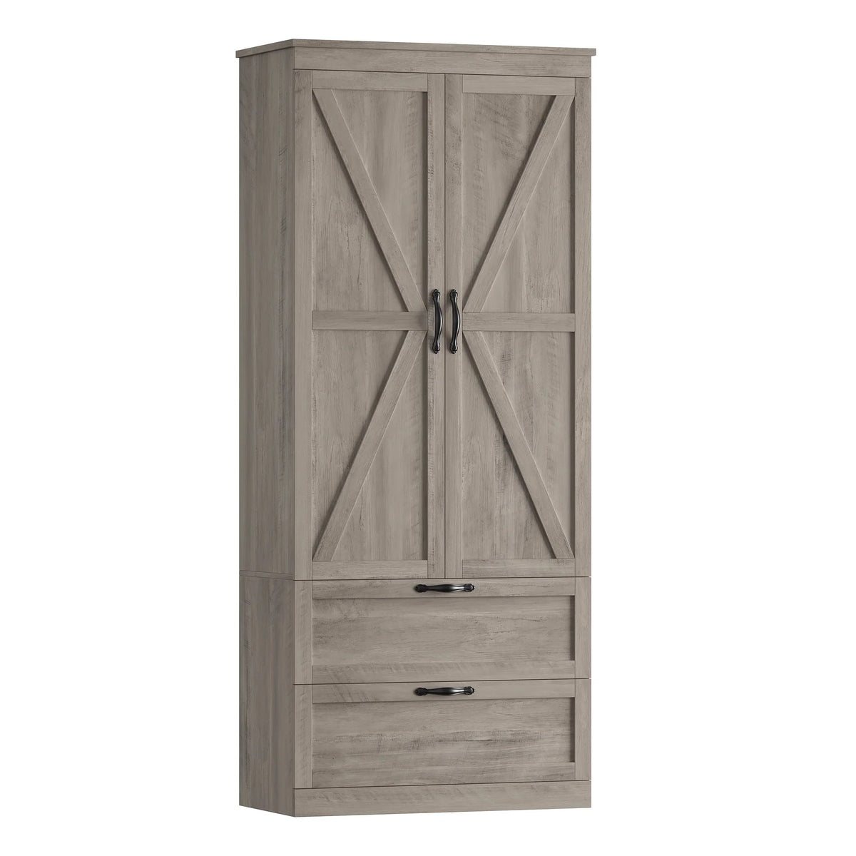 Homfa 70.3"H Bathroom Storage Cabinet, Farmhouse Linen Storage Cabinet with 2 Drawers, White
