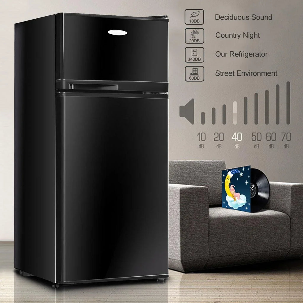 Giantex Compact Refrigerator, 3.4 cu. ft. Mini Cooler Fridge, Freestanding Fridge w/Adjustable Thermostat, Black