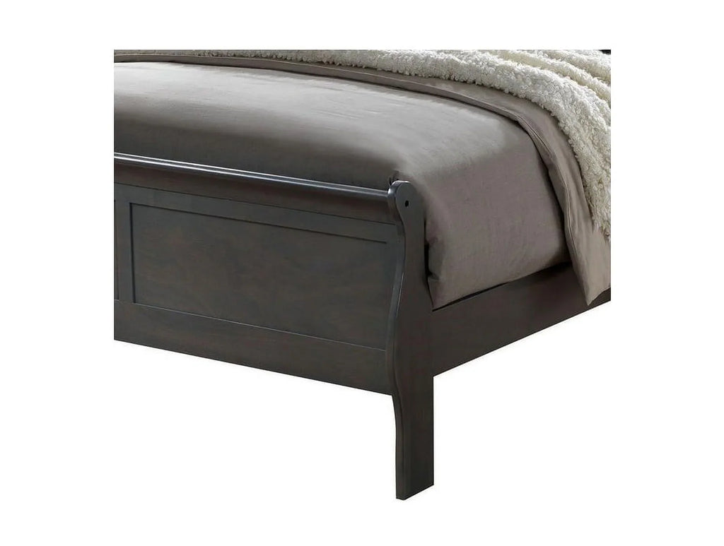 Transitonal Style Gray Solid wood 4pc Bedroom Set Full Size Bed Dresser Mirror Nightstand Master Bedroom Furniture