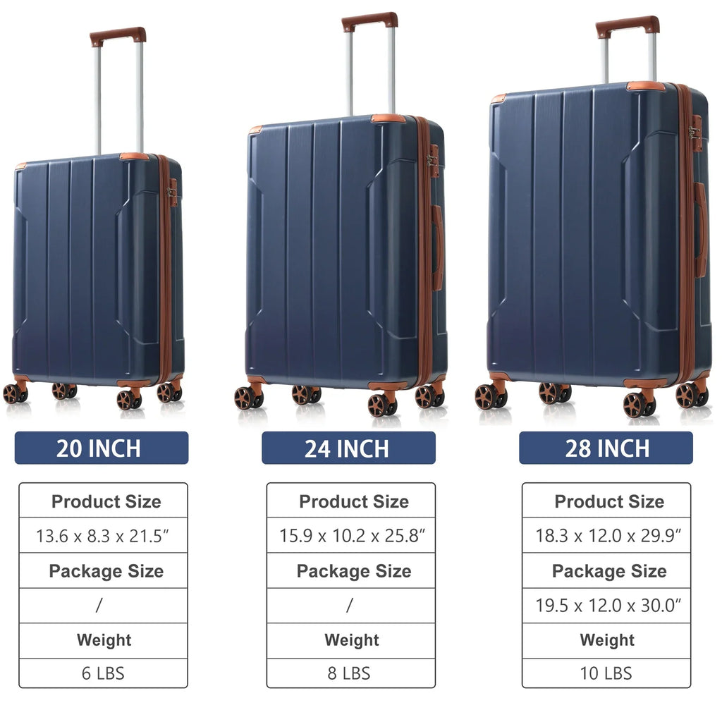 Luggage Sets 3 Piece, Expandable Hard shell ABS Suitcases with Double Spinner, Travel luggage Set