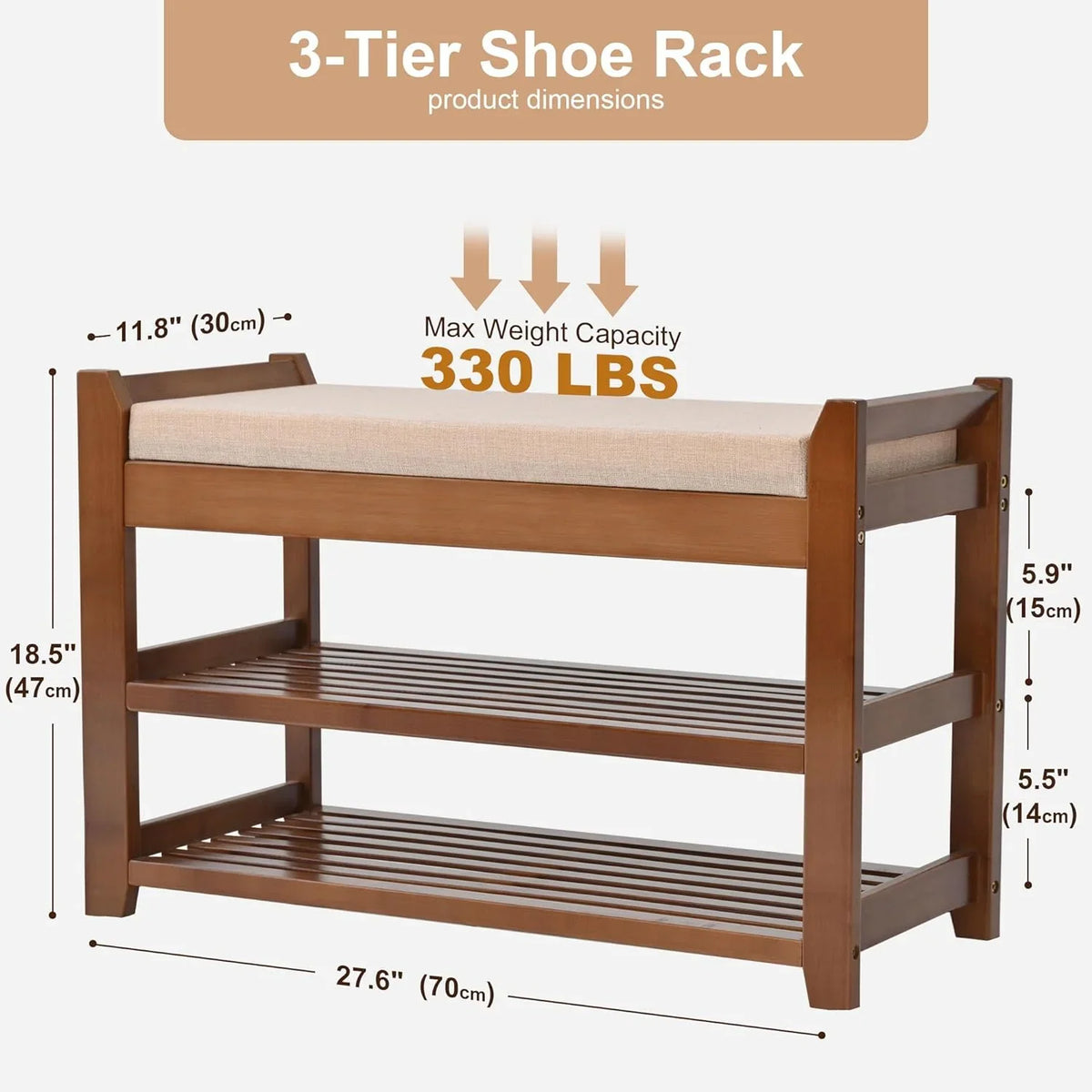Shoe Rack for Front Door Entrance, 28" Entryway Bench with Coat Rack, Hall Tree Shoe Bench with Storage for Entry, Hallway, Bedroom, Living Room