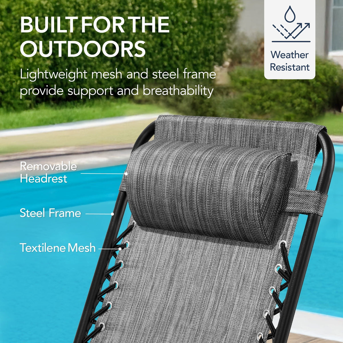 Best Choice Products Folding Outdoor Zero Gravity Rocking Lounge Chair w/ Headrest Pillow - Black