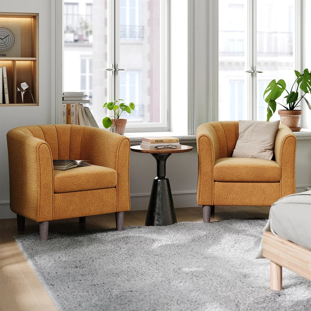 LINSY HOME Chenille Accent Chair with Ottoman for Living Room, Dark Gray