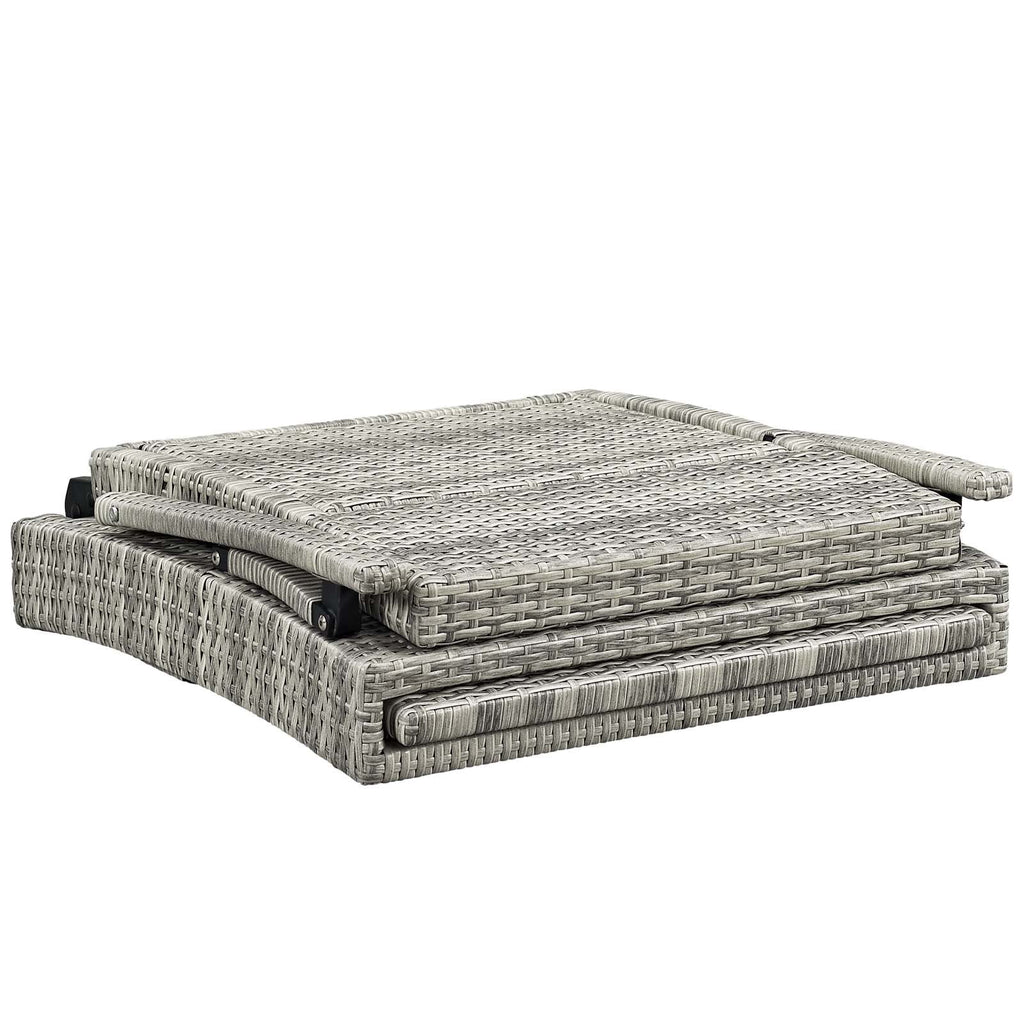 Modway Envisage Chaise Outdoor Patio Wicker Rattan Lounge Chair in Light Gray White