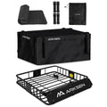 ARKSEN 43 x 39 x 6 inch Heavy Duty Roof Rack Cargo Carrier w/ 500D PVC Waterproof Cargo Bag, Universal Steel Roof Basket with Extension, 150 LBS Capacity Car Top Luggage Holder for SUV, Truck, Pickup