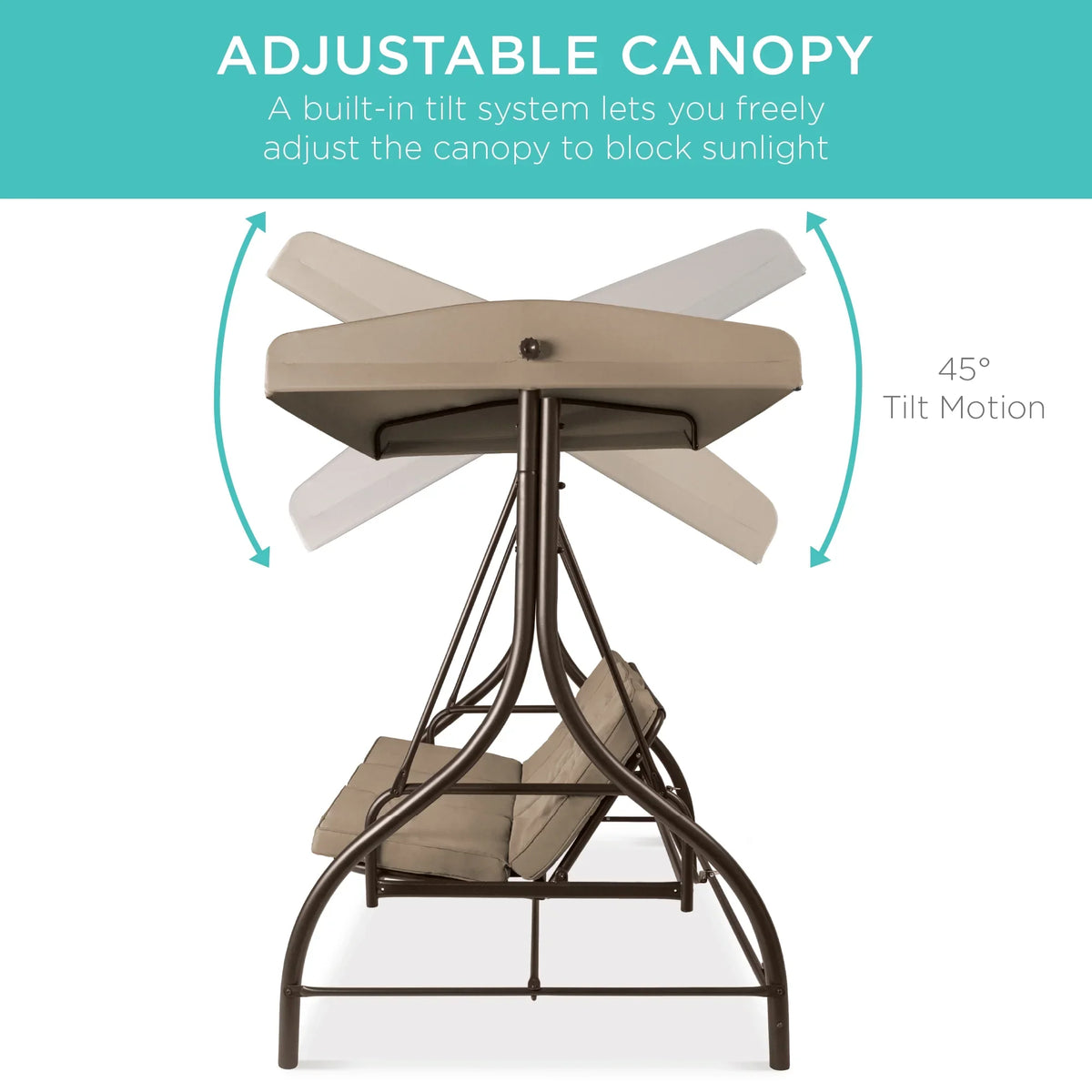 Best Choice Products 3-Seat Outdoor Converting Canopy Swing Glider Patio Hammock w/ Removable Cushions - Burgundy