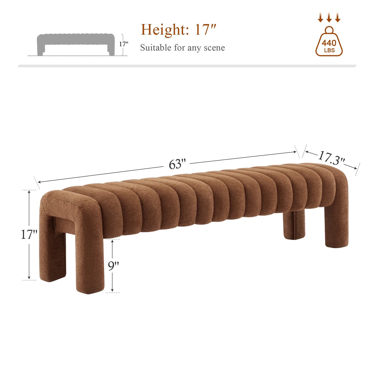 Zesthouse 63" End of Bed Bench, Linen Tufted Upholstered Ottoman Bench with Padded Seat and Solid Wood Leg, Modern Entryway Bench for Bedroom, Living Room, Beige