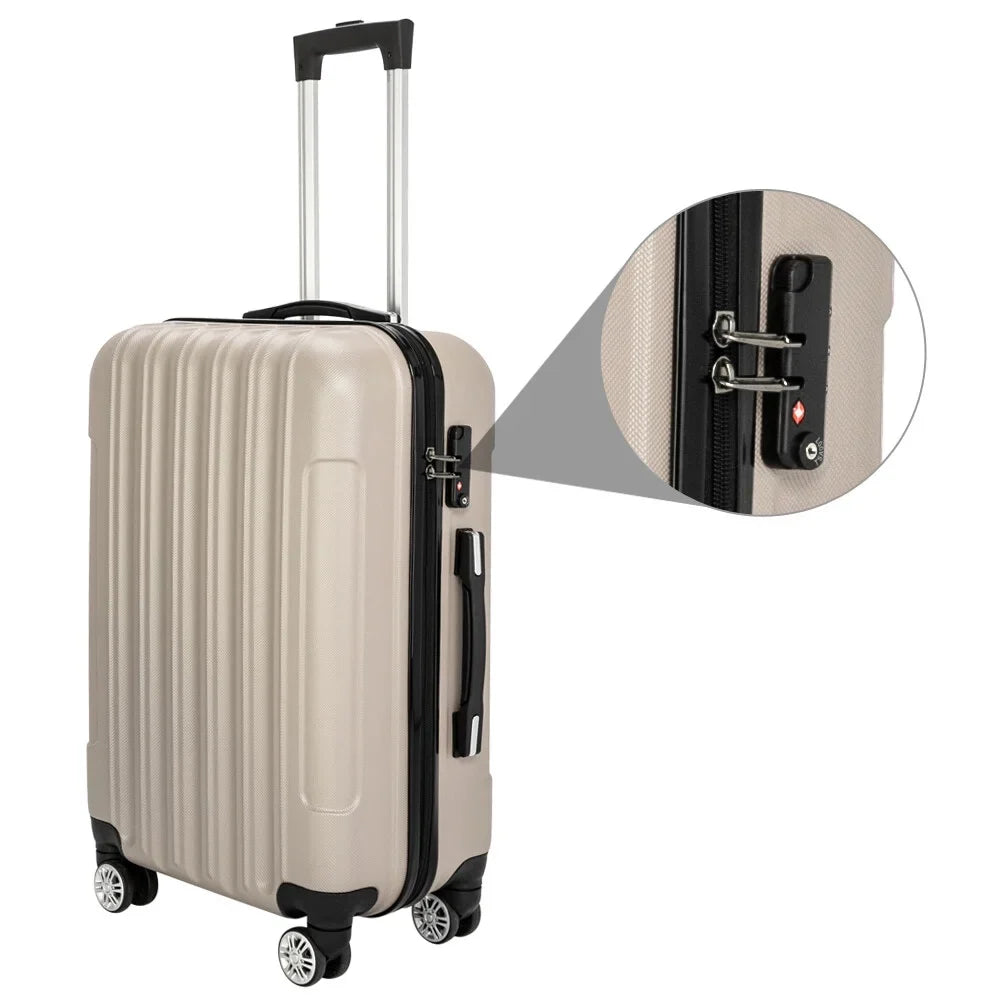 Red 3-Piece Hardshell Spinner Luggage Set (20in, 24in, 28in) - Large ABS Suitcase Set with 8 Wheels, Lightweight & Durable for Travel
