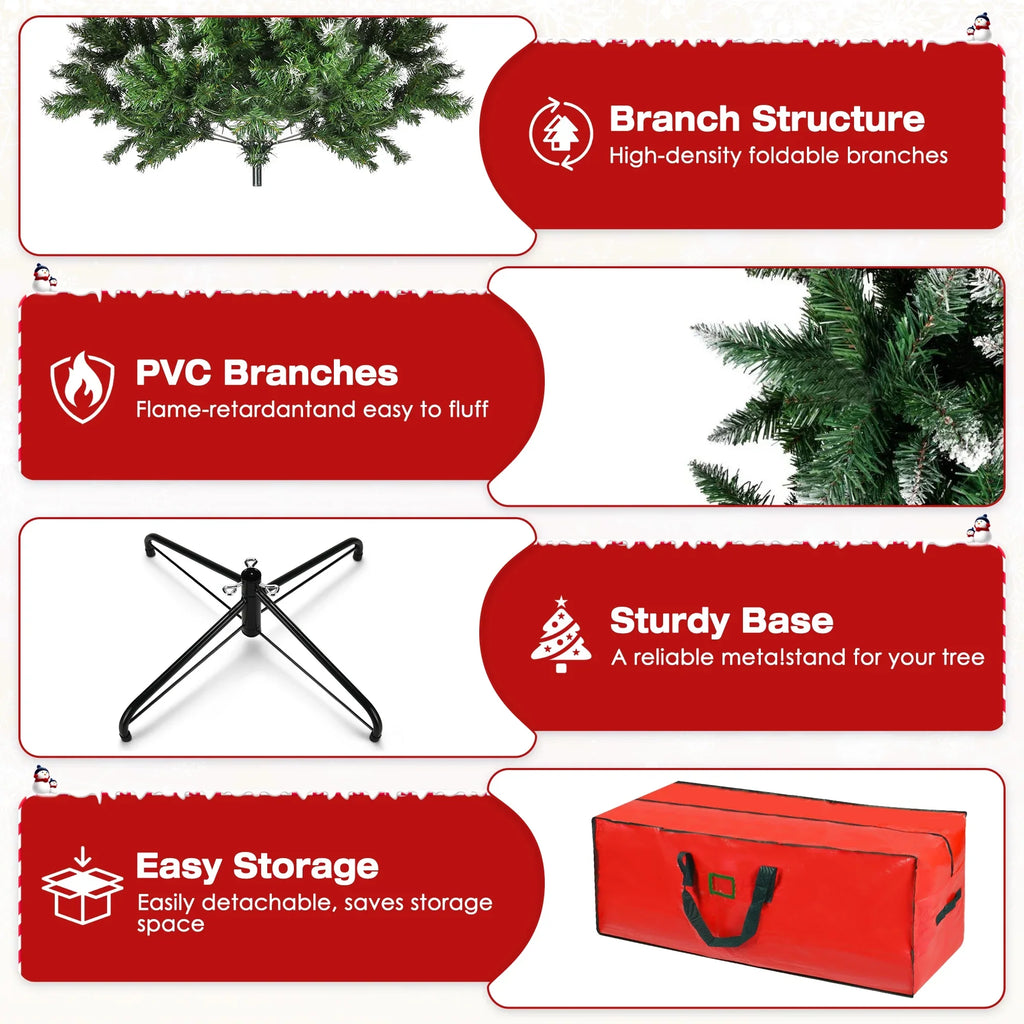Yexmas 9ft Pre-Lit Green Christmas Tree, 11 Modes Colored LED Lights, Artificial Xmas Tree with Large Storage Bag