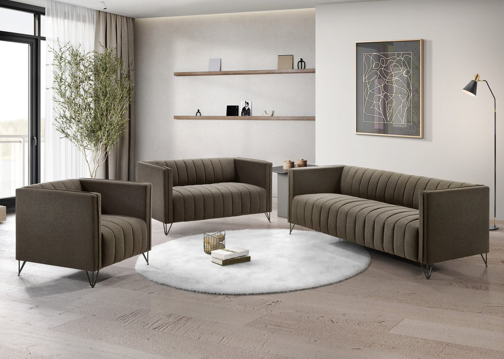 Home Design Kurtis Square Arm Loveseat with Tufted Velvet Upholstery and Gold Metal Legs, Flared Arms, Modern Living Room Seating, Black