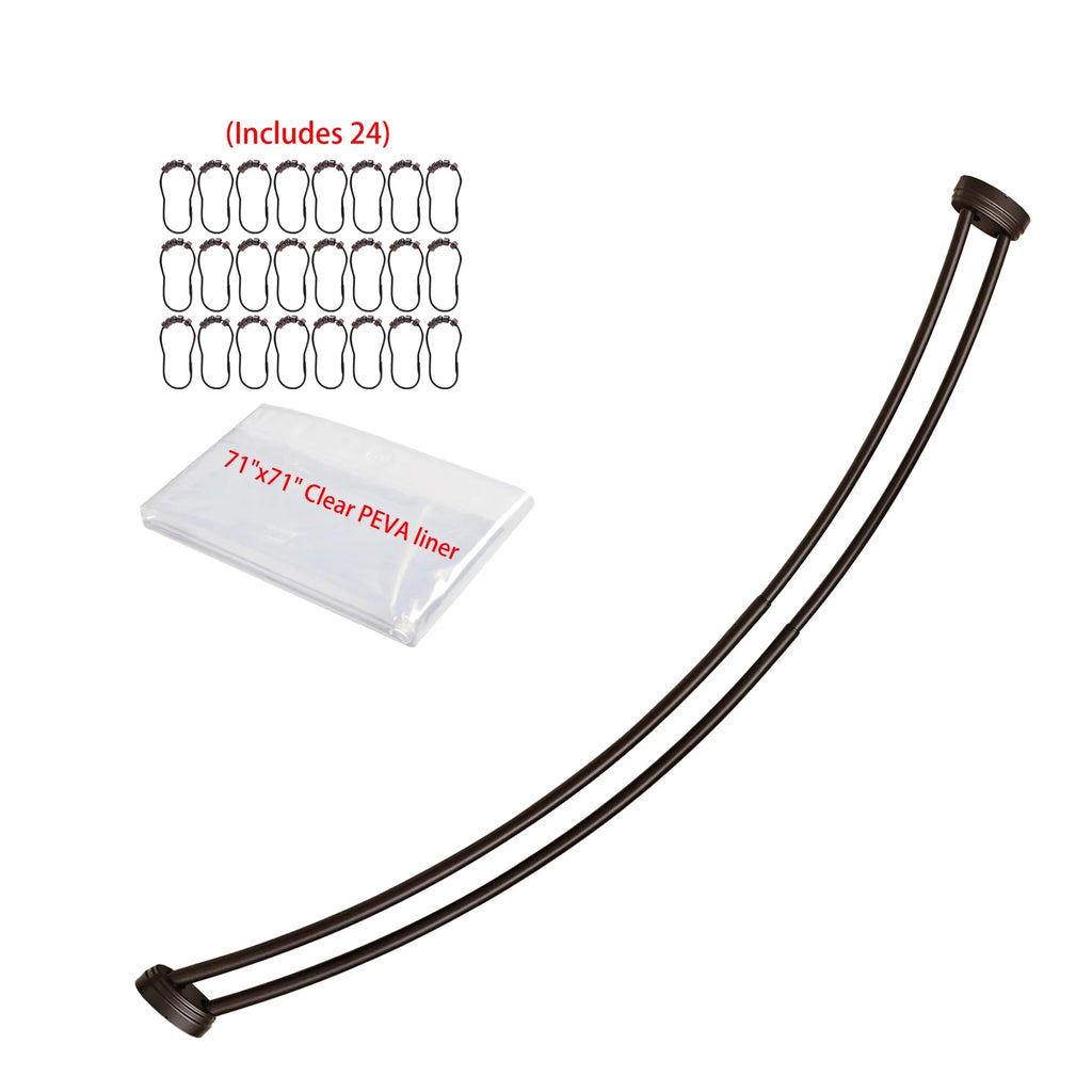 Utopia Alley Rustproof Wall Mounted Aluminum Double Curved Shower Curtain Rod, Screw Mount Rod, Secure Than Tension, Adjustable Shower Rod from 45" to 72", Includes shower liner & hooks (Bronze)